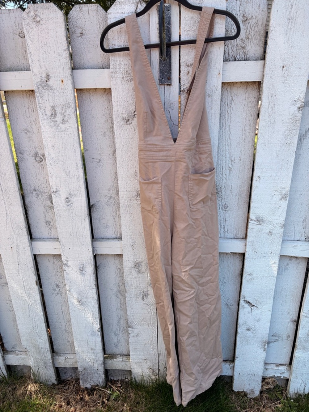 Sincerely Jules Blush Tan Suspender Jumpsuit